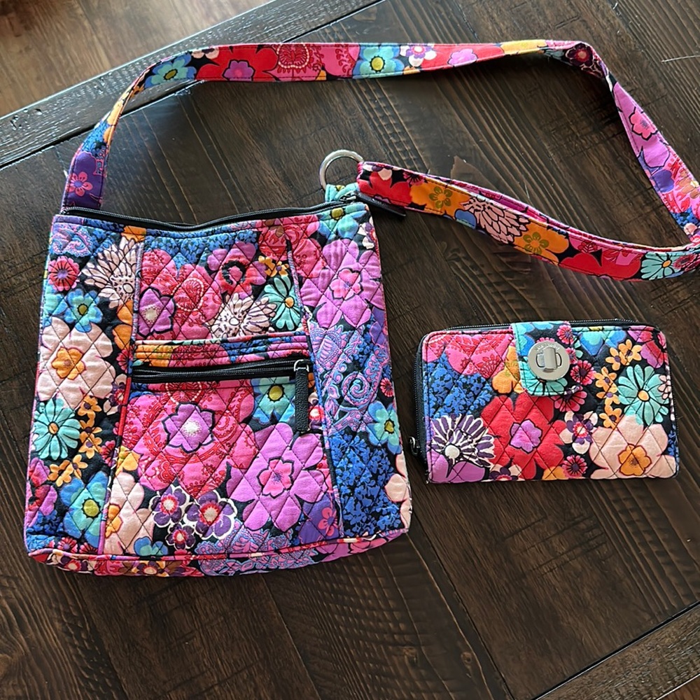 Vera Bradley Cross Body with Matching Turn Lock Wallet